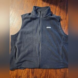 Columbia Fleece Vest Men's 4X Gray Full Zip Pockets Outdoor Hiking Polyester